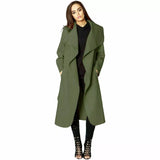 Light Grey Plus Size Long Belt Pocket Open Coat For Women 16-22 - Dropwear