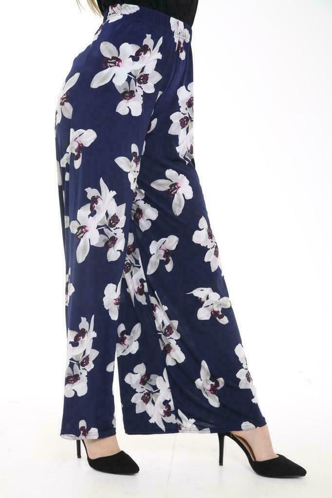 White Lily Floral Plus Size White Lily Floral Print Palazzo Trouser For Women 20-22 - Dropwear