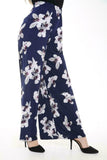 White Lily Floral Plus Size White Lily Floral Print Palazzo Trouser For Women 20-22 - Dropwear