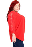 Floral Lace Batwing Crepe Top For Women  - Dropwear