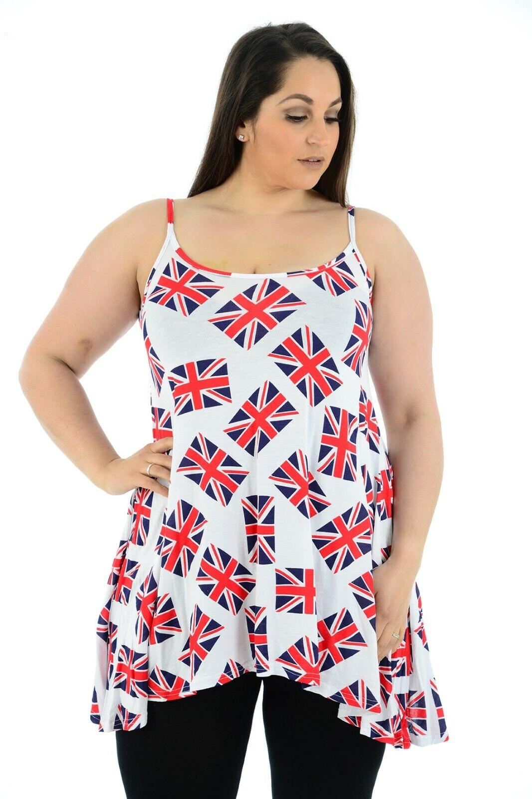 Union Jack Flag Print Swing Top For Women  - Dropwear