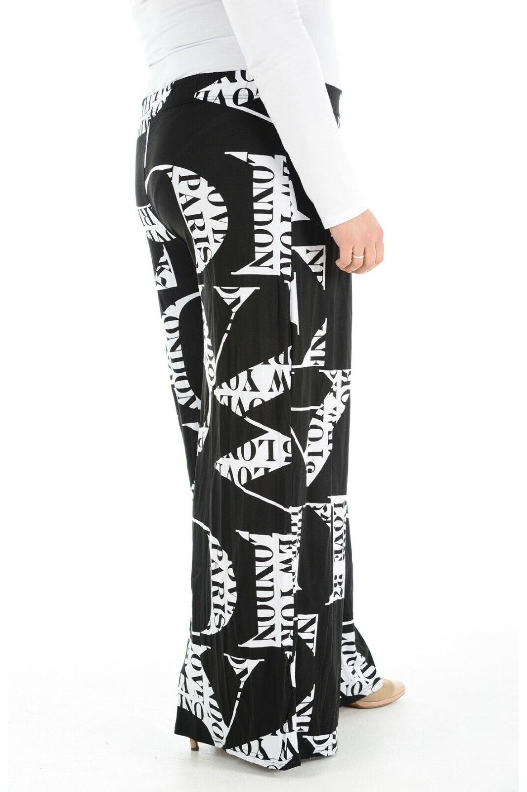 Letters Plus Size Letters Print Palazzo Trouser For Women 24-26 - Dropwear