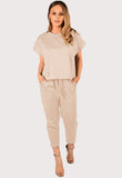 Black Boxy Short Sleeved Round Neck Two Piece Loungewear Tracksuit For Women 12-14 - Dropwear