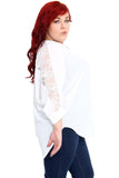 Floral Lace Batwing Crepe Top For Women  - Dropwear