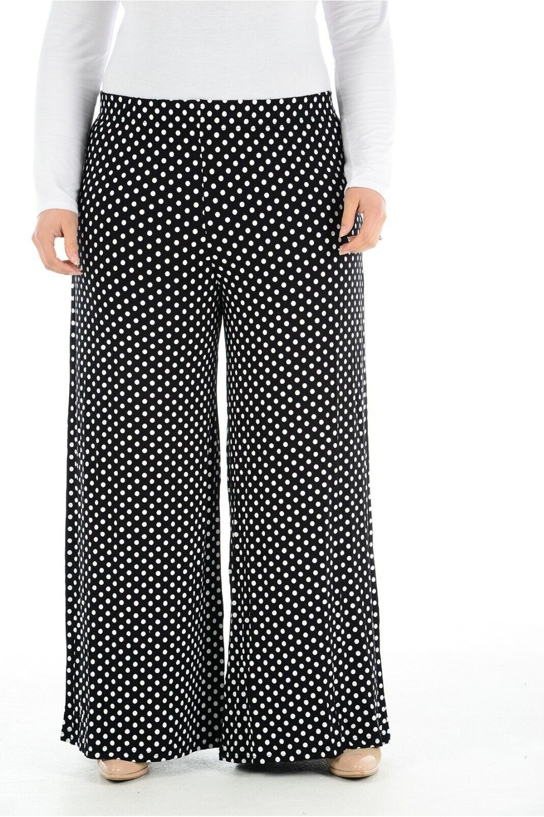 Black Spot Plus Size Black Spot Print Palazzo Trouser For Women 16-18 - Dropwear