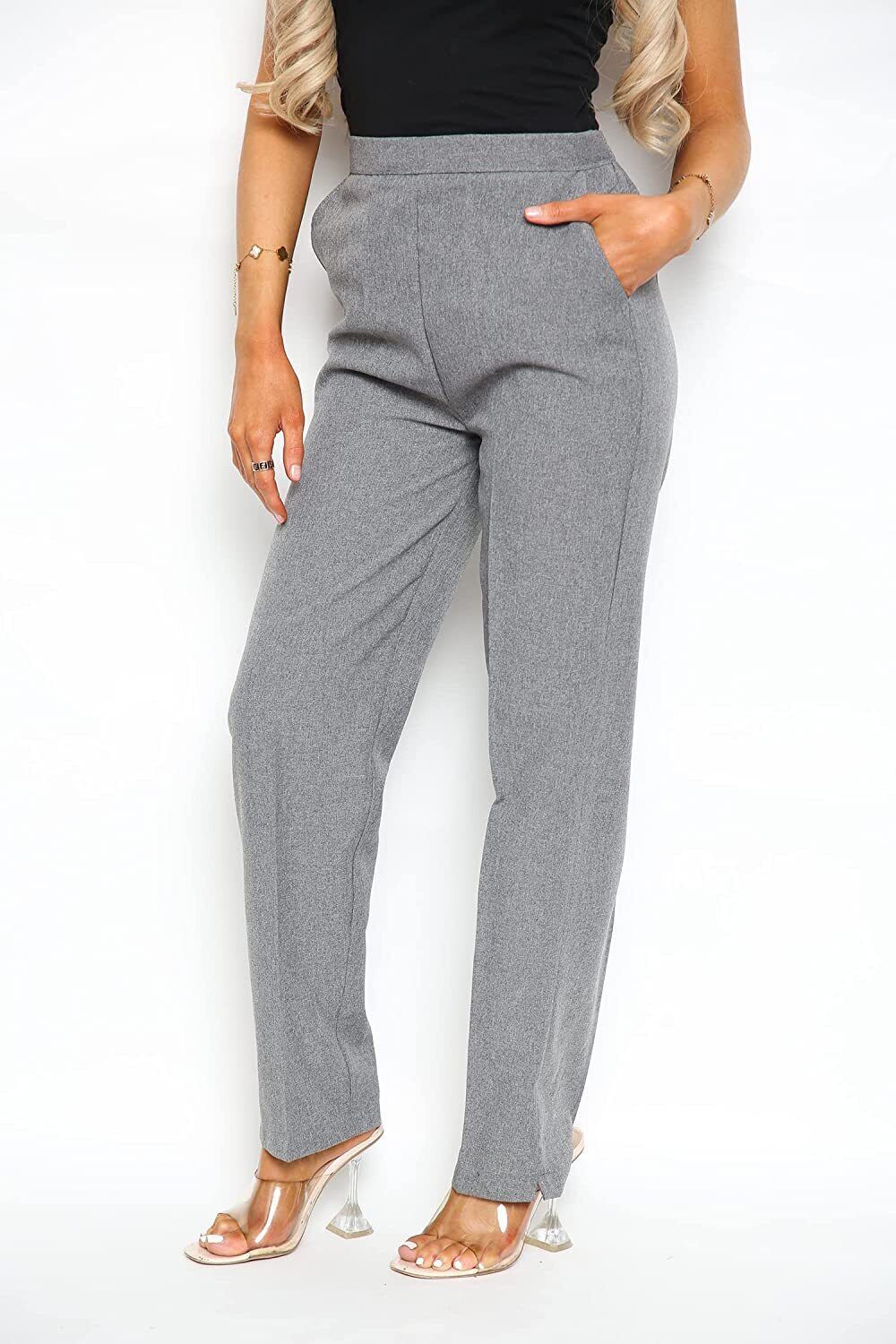 Brown Half Elasticated Pocket Trouser - Brown, Grey, Light Blue For Women 12 - Dropwear