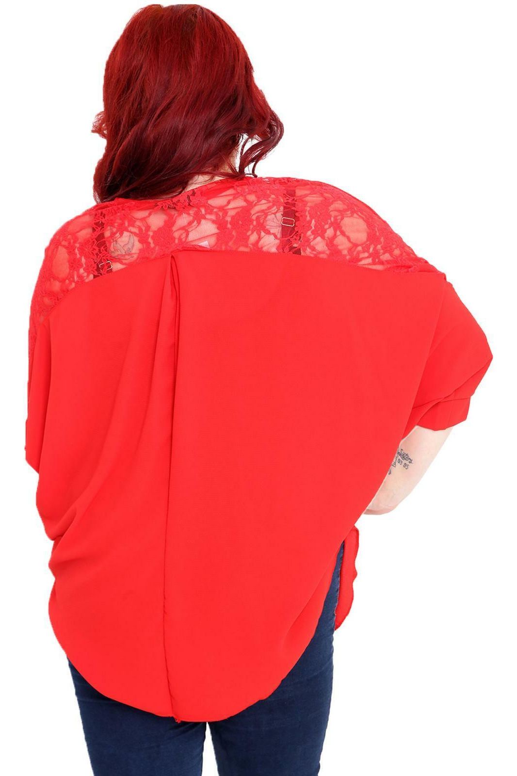 Floral Lace Batwing Crepe Top For Women  - Dropwear