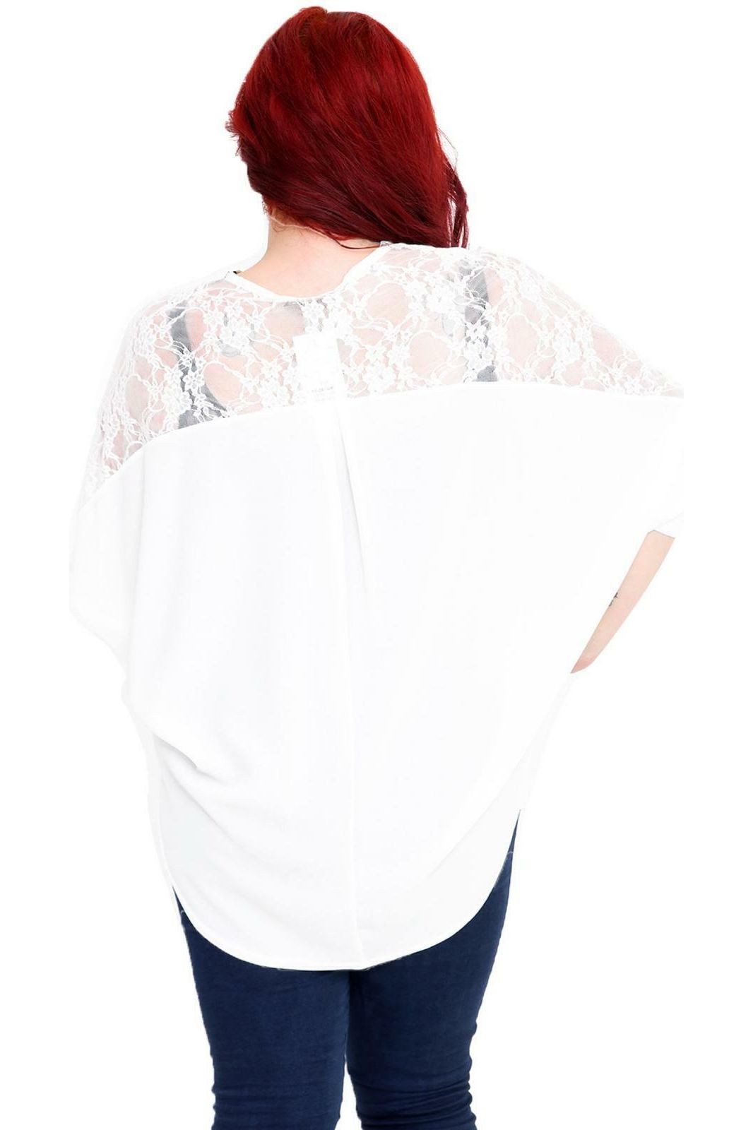 Floral Lace Batwing Crepe Top For Women  - Dropwear