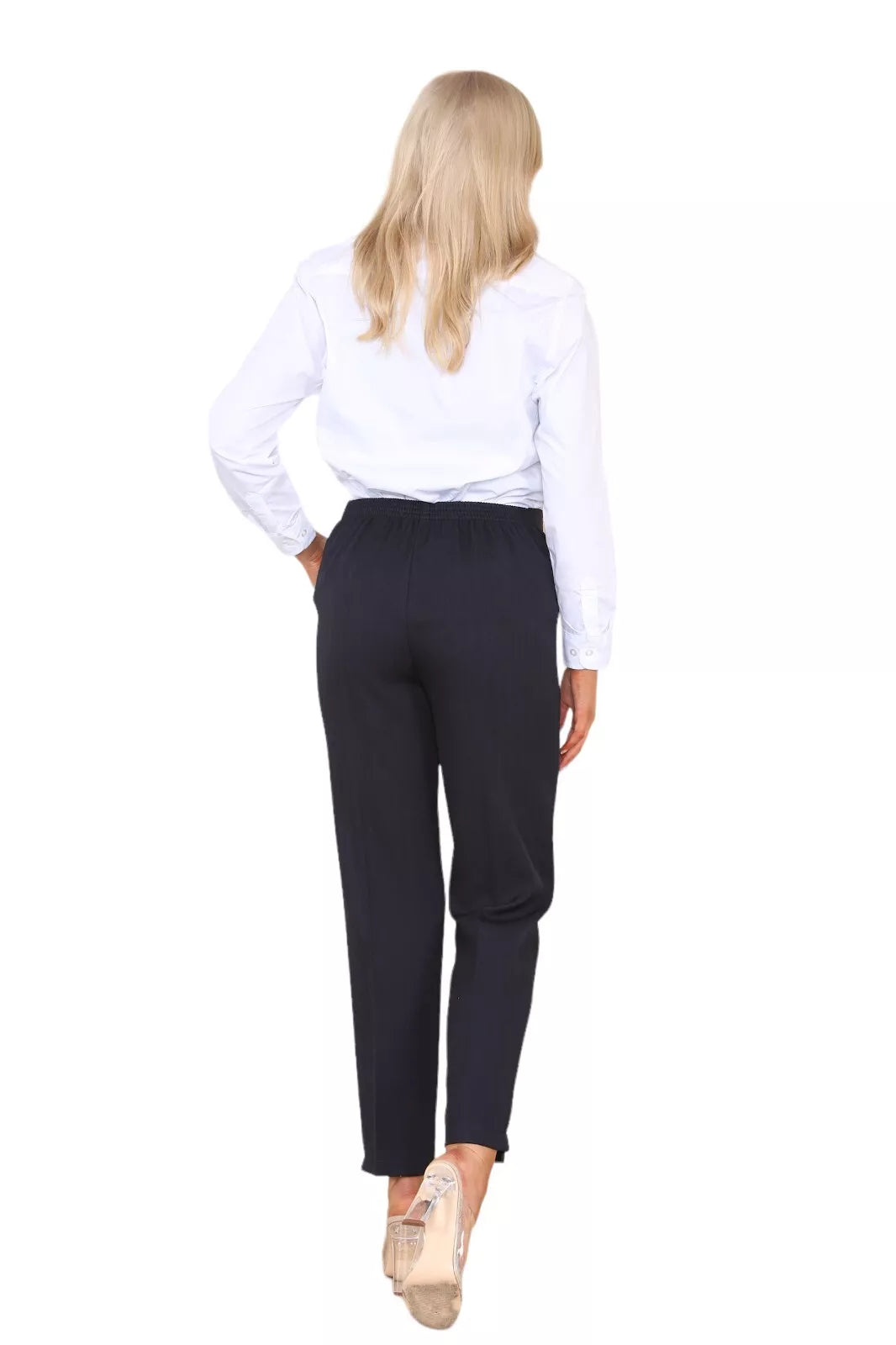 Black Half Elasticated Pocket Trouser - Black, Dark Green, Stone For Women 12 - Dropwear