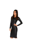 Wet Look Bodycon Midi Dress Wet Look For Women 12-14 - Dropwear
