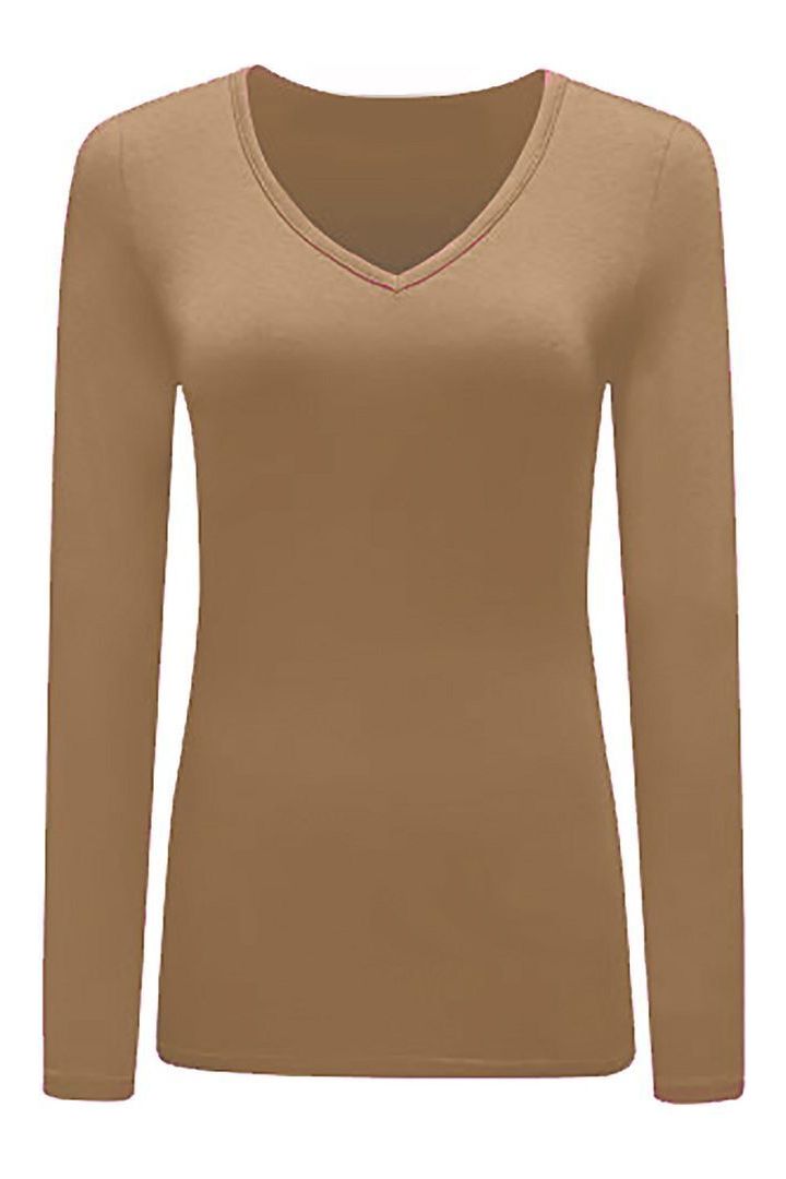 Royal Blue Plus Size Long Sleeve V Neck Top For Women 24-26 - Dropwear