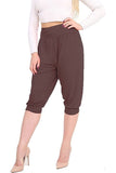 Black Plus Size Cropped Harem Trousers For Women 24-26 - Dropwear