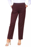 Wine Half Elasticated Pocket Trouser - Wine Color For Women 10 - Dropwear