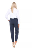 Blue Half Elasticated Pocket Trouser - Blue, Taupe, White For Women 12 - Dropwear