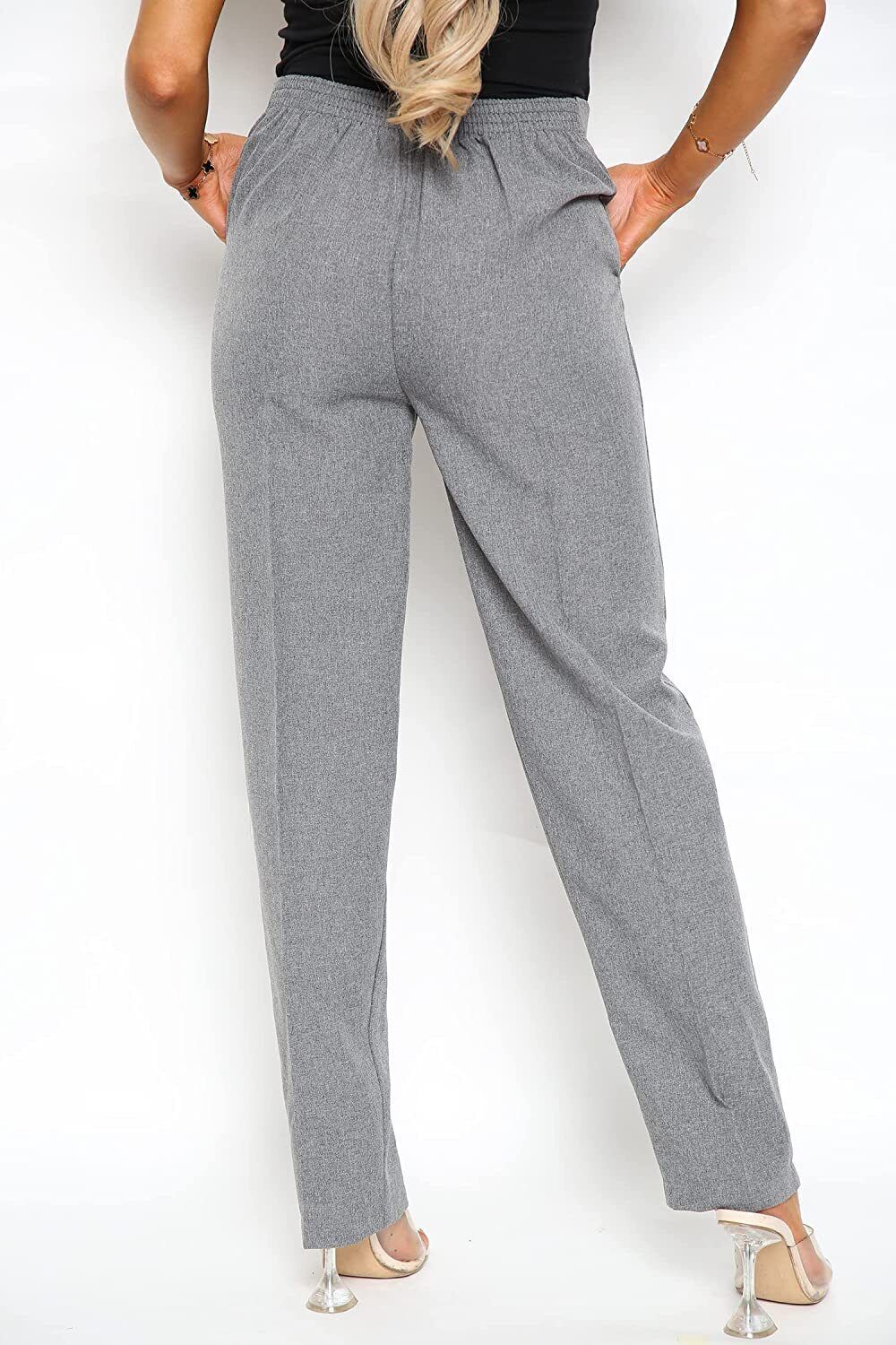 Brown Half Elasticated Pocket Trouser - Brown, Grey, Light Blue For Women 12 - Dropwear