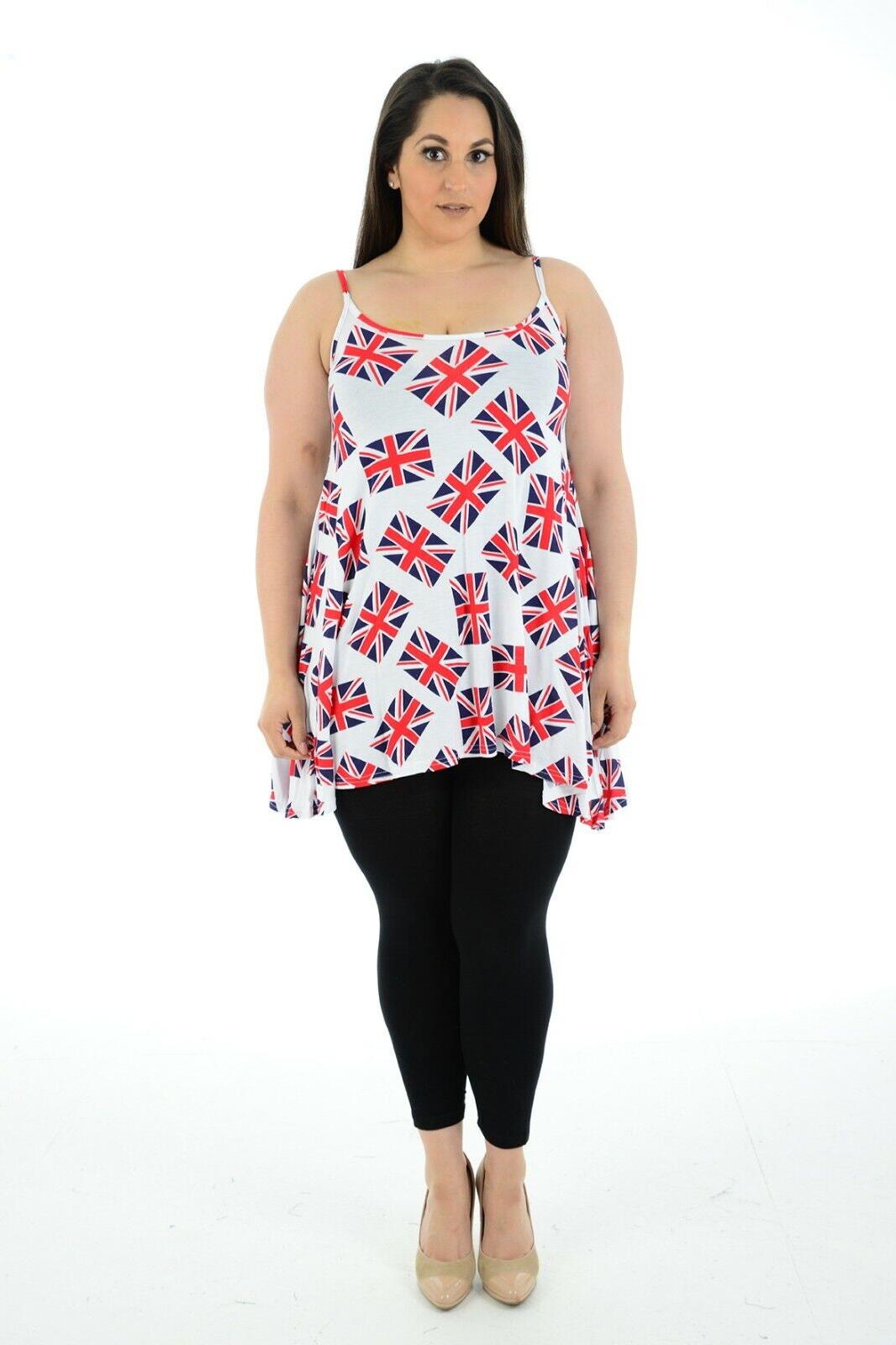 White Union Jack Flag Print Swing Top For Women 12-14 - Dropwear