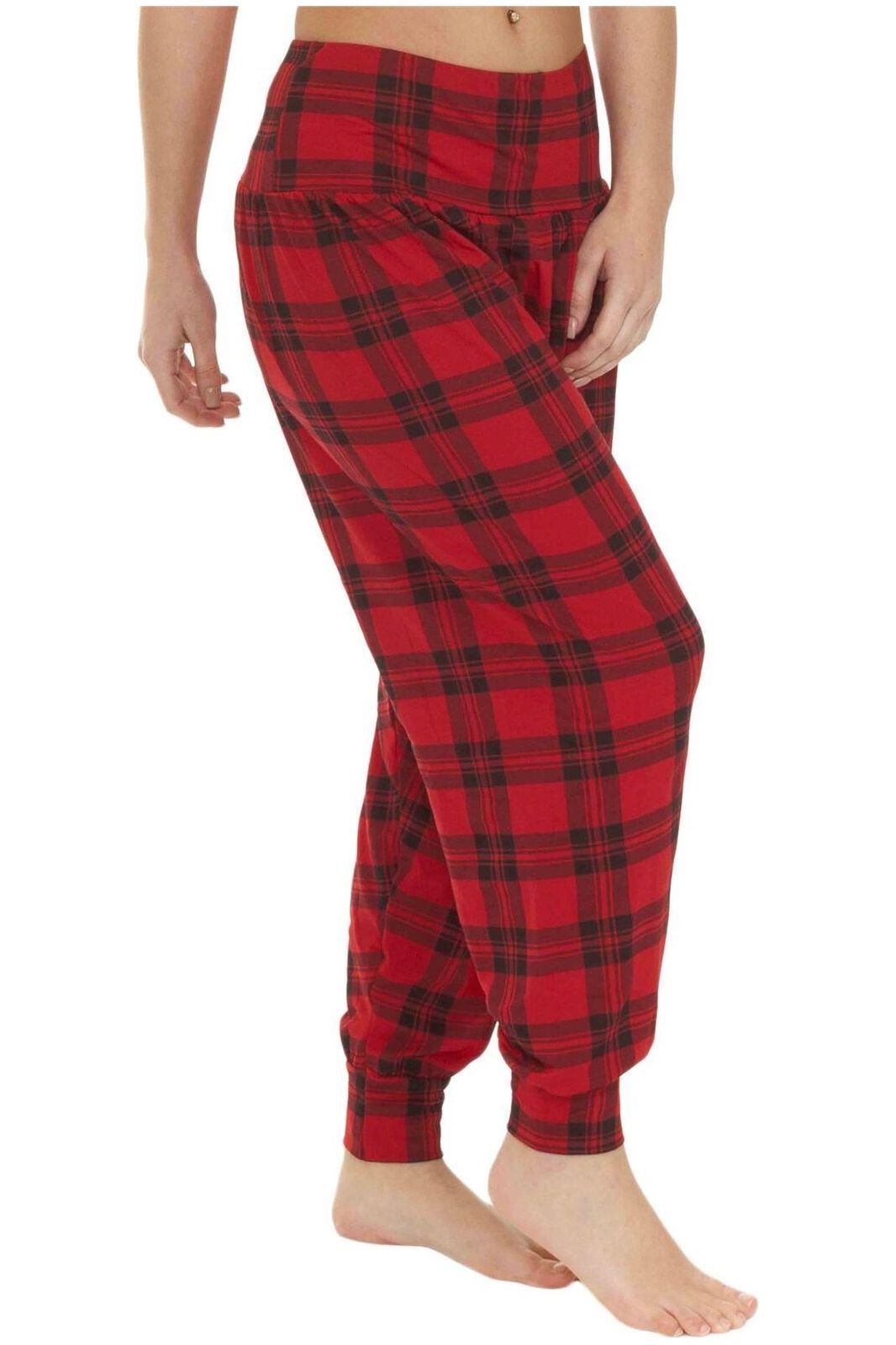Red Tartan Red Tartan Print Harem Trouser For Women 12-14 - Dropwear