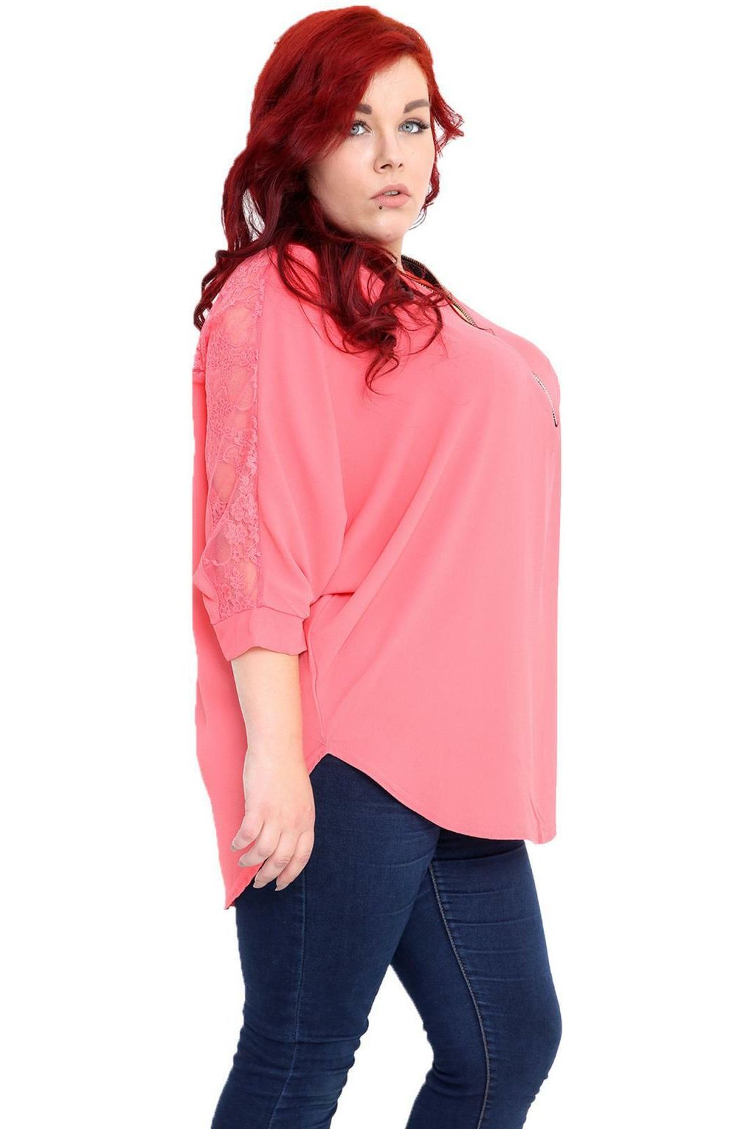 Floral Lace Batwing Crepe Top For Women  - Dropwear