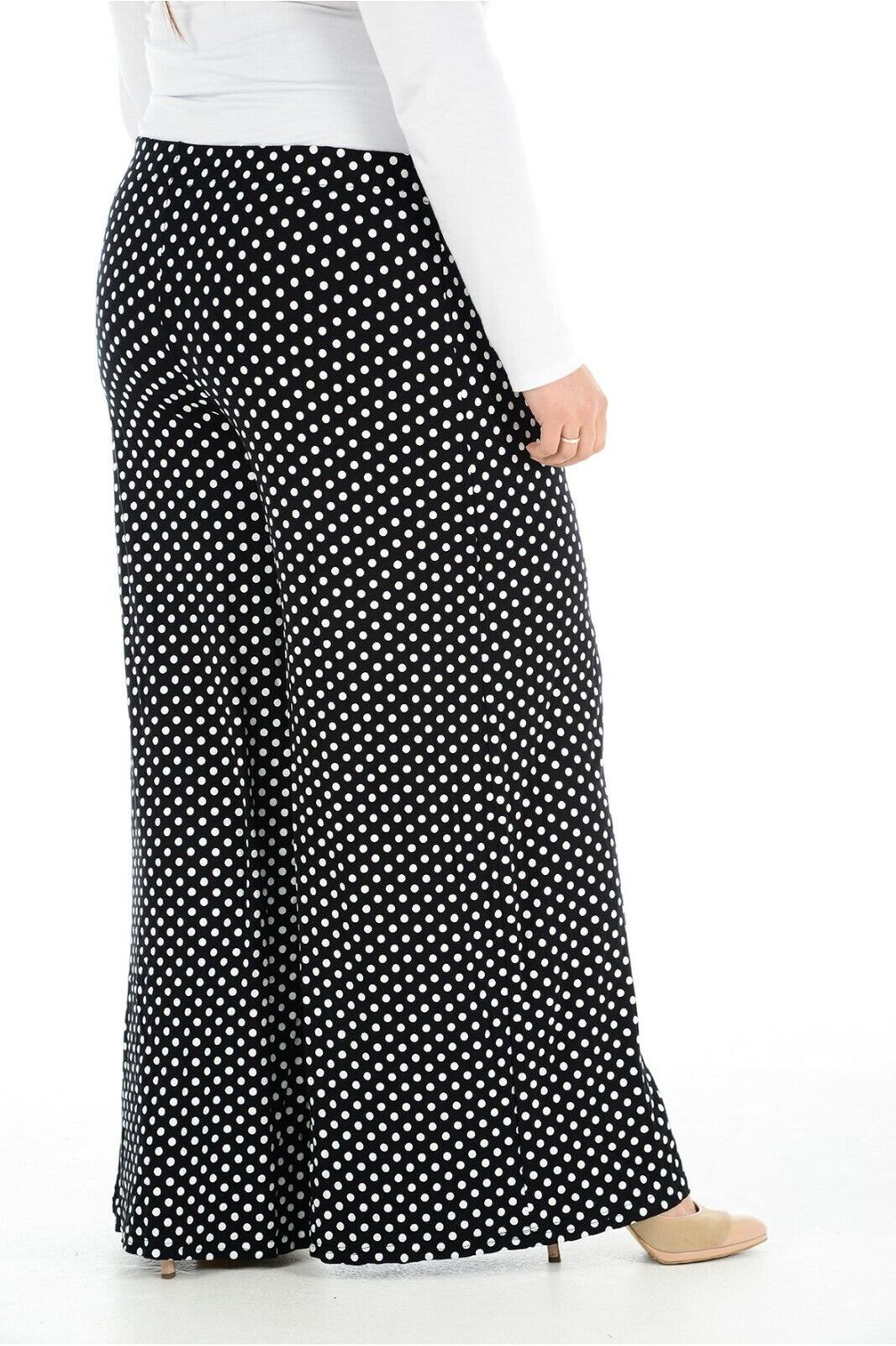 Black Spot Plus Size Black Spot Print Palazzo Trouser For Women 24-26 - Dropwear