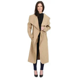 Mocha Plus Size Long Belt Pocket Open Coat For Women 16-22 - Dropwear