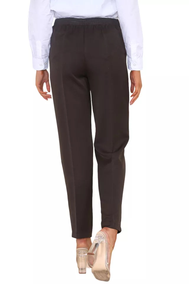 Brown Half Elasticated Pocket Trouser - Brown, Grey, Light Blue For Women 14 - Dropwear
