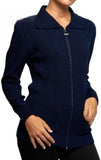 Knit Collar Long Sleeve Zip Cardigan For Women  - Dropwear