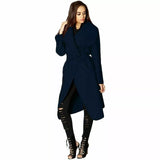 Mustard Plus Size Long Belt Pocket Open Coat For Women 16-22 - Dropwear