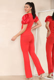 Dusty Pink Silky Satin Puff Sleeves Ribbed Lounge Set For Women 8-10 - Dropwear