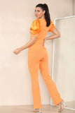 Green Silky Satin Puff Sleeves Ribbed Lounge Set For Women 8-10 - Dropwear