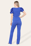 Silky Satin Puff Sleeves Ribbed Lounge Set For Women  - Dropwear