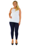Cream Plus Size Plain Long Leggings For Women 16-18 - Dropwear