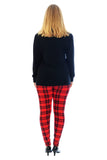 Green Plus Size Tartan Check Print Long Leggings For Women 20-22 - Dropwear
