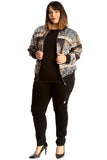 Black Plus Size Baroque Paisley Print Bomber Jacket For Women 16 - Dropwear