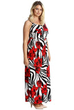 Red Plus Size Tank Top Floral Maxi Dress For Women 22-24 - Dropwear