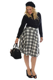Royal Blue Tartan Flared Elastic Waist Skater Skirt For Women 16 - Dropwear