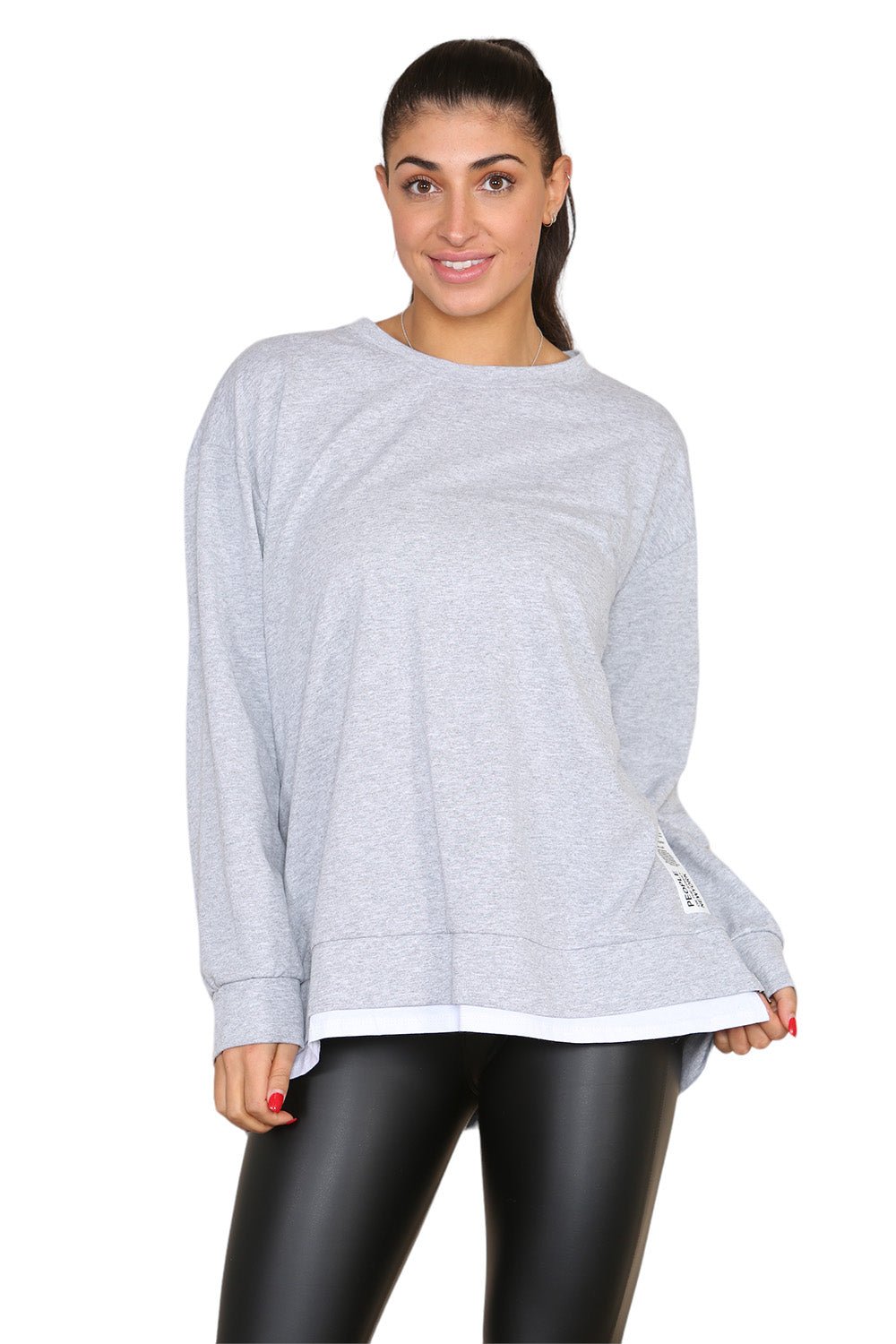 Grey Side Zip Top For Women ONE SIZE (8-14) - Dropwear
