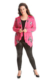 Cerise Chiffon Butterfly Print Sheer Cardigan Top For Women 22-24 - Dropwear