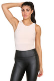 Pink Slinky Racer Round Neck Double Layered Top Bodysuit For Women 45942 - Dropwear
