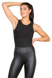 Sky Blue Slinky Racer Round Neck Double Layered Top Bodysuit For Women 45816 - Dropwear