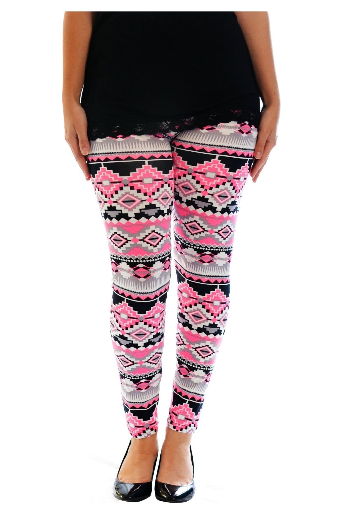 Neon Aztec Plus Size Neon Aztec Leggings For Women 20-22 - Dropwear