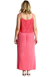 Cerise Plus Size Lace Top Sleeveless Maxi Dress For Women 18 - Dropwear