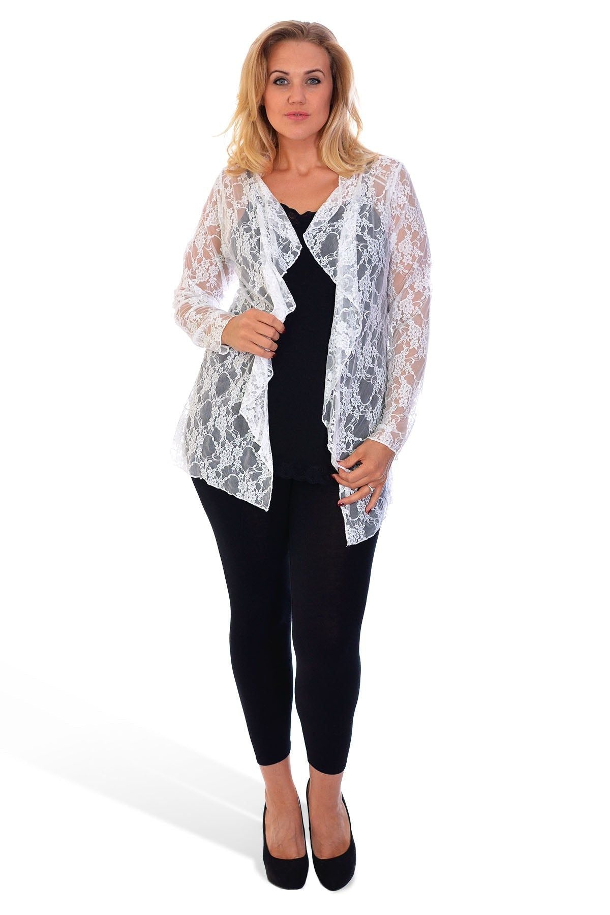 Wine Floral Lace Open Cardigan Waterfall Top For Women 14 - Dropwear