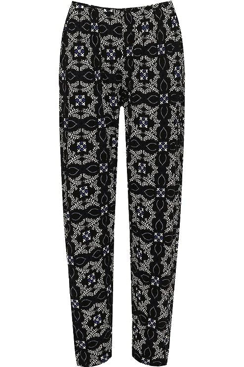 Square Floral Blue Square Floral Print Full Length Trouser For Women 14 - Dropwear