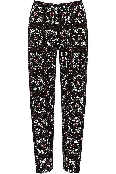 Square Floral Blue Square Floral Print Full Length Trouser For Women 16 - Dropwear