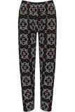 Square Floral Blue Square Floral Print Full Length Trouser For Women 16 - Dropwear