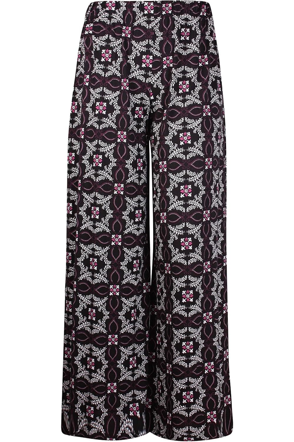 Square Floral Purple Square Floral Print Palazzo Trouser For Women 12-14 - Dropwear