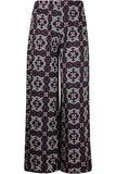 Square Floral Purple Square Floral Print Palazzo Trouser For Women 12-14 - Dropwear