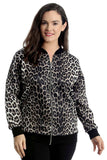 Plus Leopard Print Bomber Jacket For Women  - Dropwear