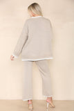 Black Loungewear Wavy Edge Round Neck Pullover & Wide Leg Pants Co-ord For Women S - Dropwear