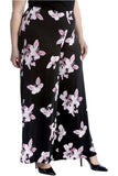Black Light Green Plus Size Floral Print Palazzo Trouser For Women 20-22 - Dropwear